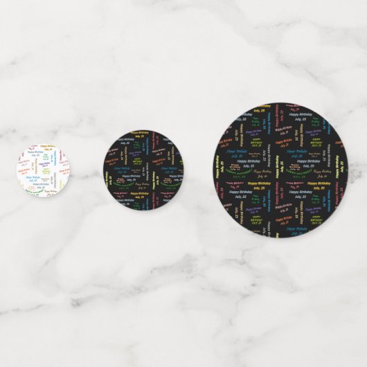 Tabel Confetti juli, 25 oktober (Voorkanten)