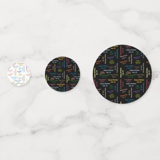 Tabel Confetti juli, 29 oktober (Voorkanten)