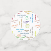 Tabel Confetti juli, 2 geboortedag (Kleine voorkant)