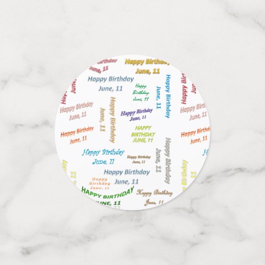 Tabel Confetti Juni, 11 Birthday (Kleine voorkant)