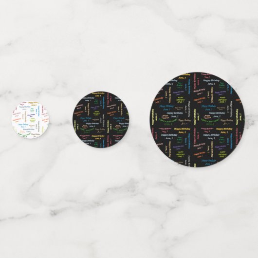 Tabel Confetti juni, 1 verjaardag (Voorkanten)