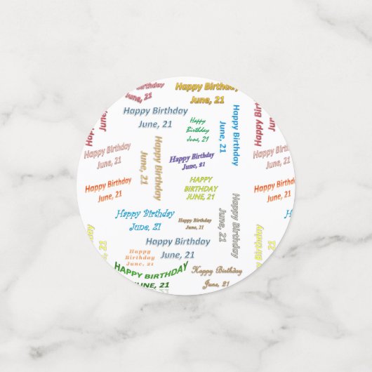 Tabel Confetti juni, 21 verjaardag (Kleine voorkant)