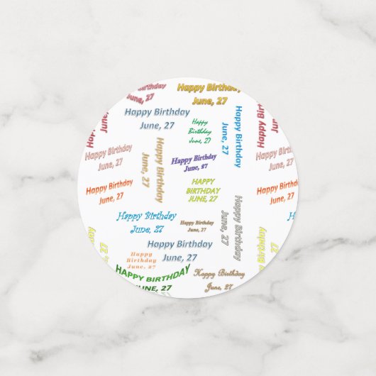 Tabel Confetti juni, 27 oktober (Kleine voorkant)