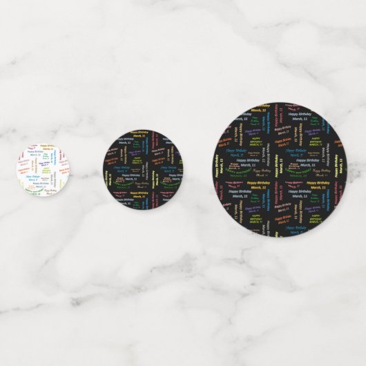 Tabel Confetti maart, 11 verjaardag (Voorkanten)