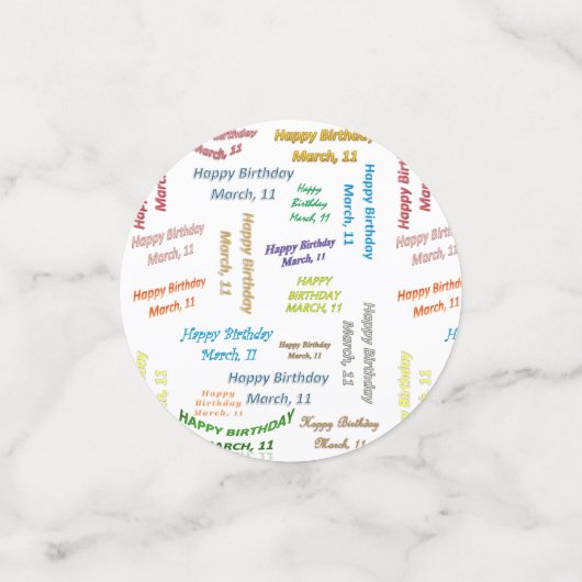 Tabel Confetti maart, 11 verjaardag (Kleine voorkant)