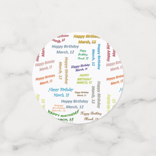 Tabel Confetti maart, 12 oktober (Kleine voorkant)