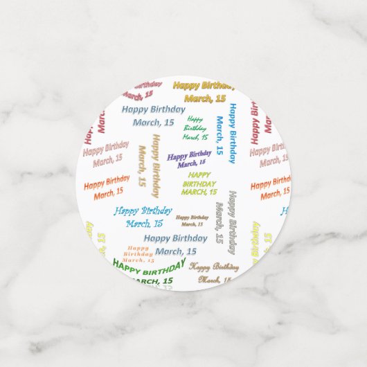 Tabel Confetti maart, 15 oktober (Kleine voorkant)