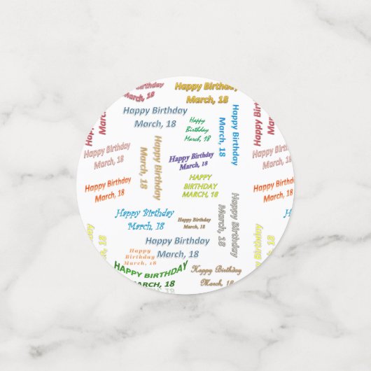 Tabel Confetti maart, 18 oktober (Kleine voorkant)