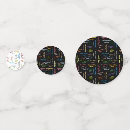 Tabel Confetti maart, 1 verjaardag (Voorkanten)