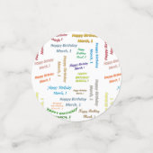 Tabel Confetti maart, 1 verjaardag (Kleine voorkant)