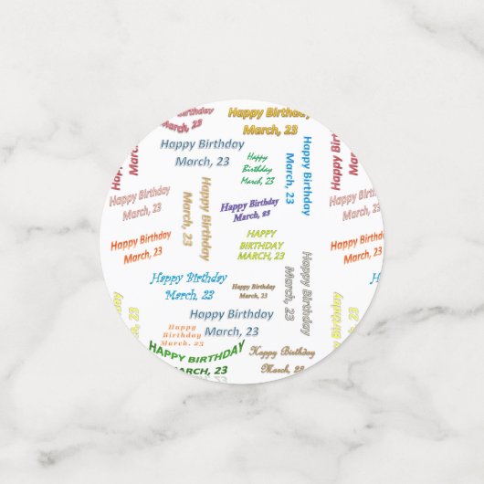 Tabel Confetti maart, 23 oktober (Kleine voorkant)