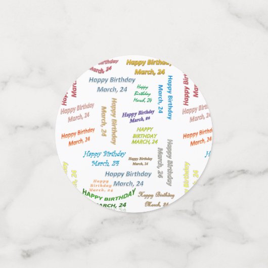 Tabel Confetti maart, 24 oktober (Kleine voorkant)