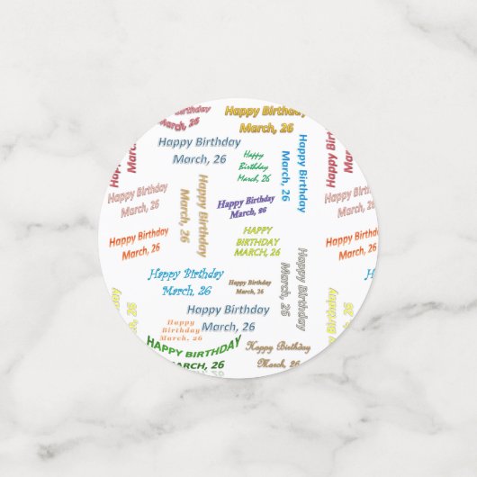 Tabel Confetti maart, 26 oktober (Kleine voorkant)