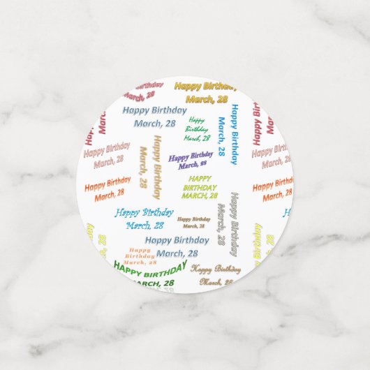 Tabel Confetti maart, 28 oktober (Kleine voorkant)