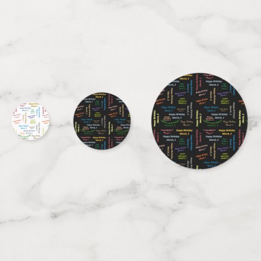 Tabel Confetti maart, 2 zondag (Voorkanten)