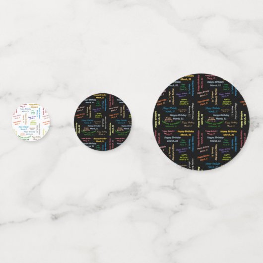 Tabel Confetti maart, 31 verjaardag (Voorkanten)