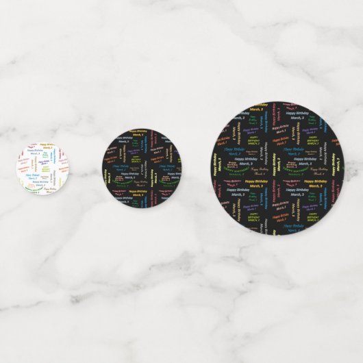 Tabel Confetti maart, 3 zondag (Voorkanten)