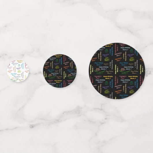 Tabel Confetti maart, 7 verjaardag (Voorkanten)