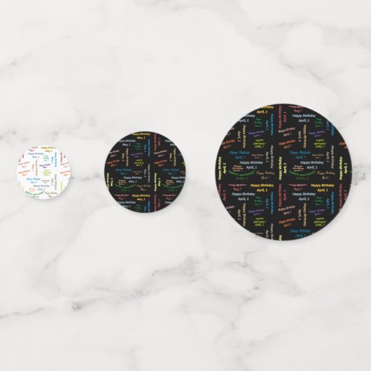 Tabel Confetti mei, 1 verjaardag (Voorkanten)