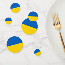 Tabel confetti met de vlag van Oekraïne