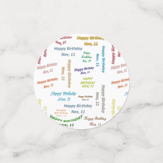 Tabel Confetti november, 11 zondag (Kleine voorkant)