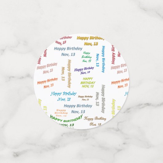 Tabel Confetti november, 13 oktober (Kleine voorkant)