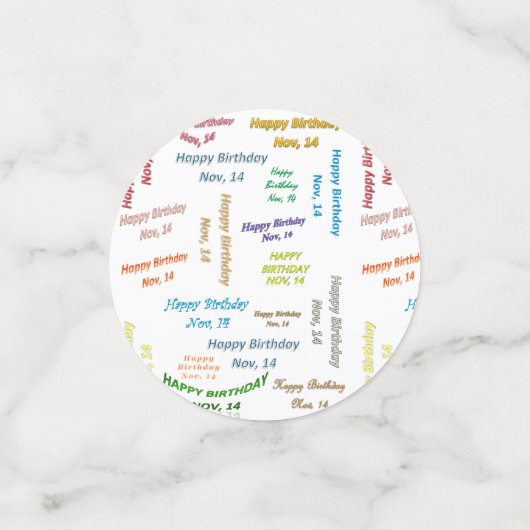 Tabel Confetti november, 14 oktober (Kleine voorkant)