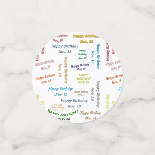 Tabel Confetti november, 18 zondag (Kleine voorkant)