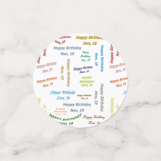 Tabel Confetti november, 19 zondag (Kleine voorkant)