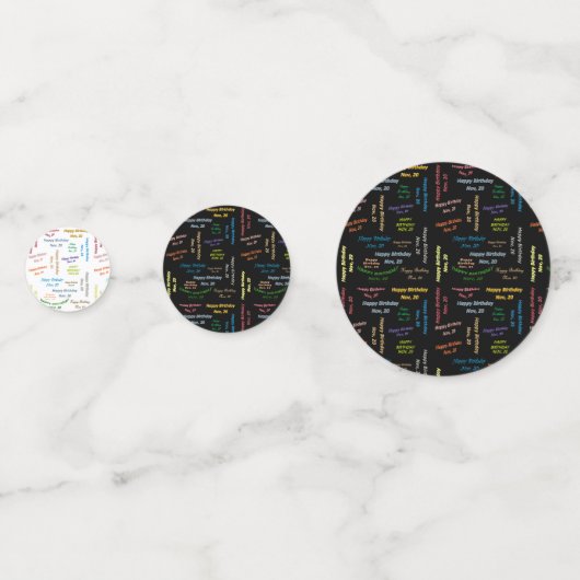 Tabel Confetti november, 20 zondag (Voorkanten)