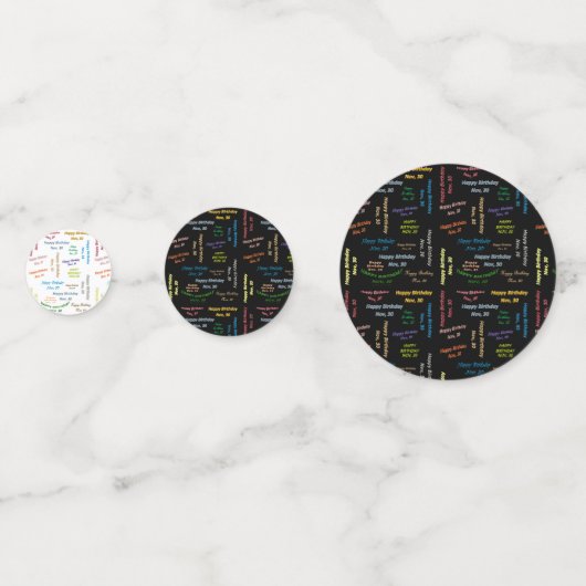 Tabel Confetti november, 30 zondag (Voorkanten)