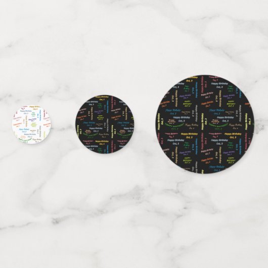 Tabel Confetti oktober, 3 zondag (Voorkanten)