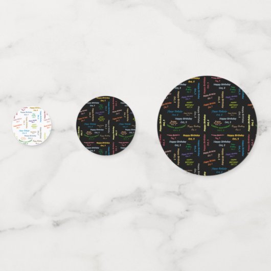 Tabel Confetti oktober, 5 verjaardag (Voorkanten)