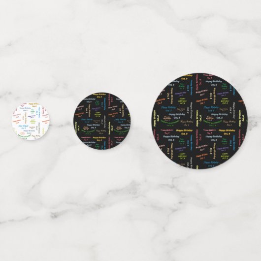 Tabel Confetti oktober, 8 verjaardag (Voorkanten)