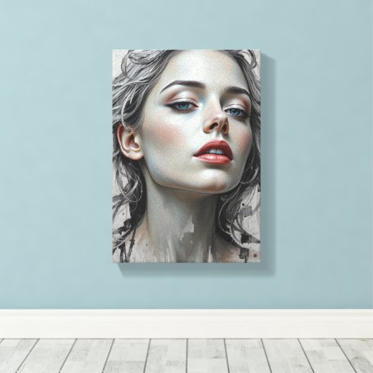 Tabel Deco ( Fleur Argentée ) Beauty Canvas Afdruk (Insitu (Houten vloer))