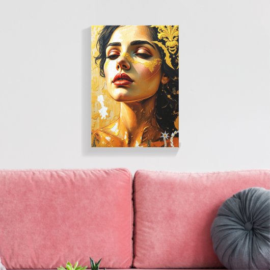 Tabel Deco (Goud van La Grace Féminine) Canvas Afdruk (Insitu (Woonkamer))