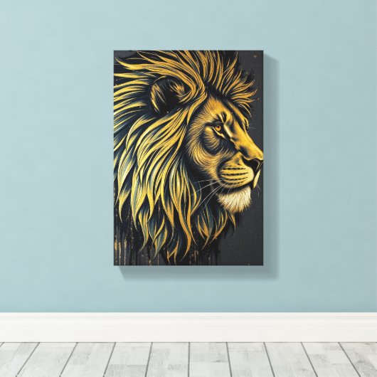 Tabel Deco (Lion-profiel portret) Canvas Afdruk (Insitu (Houten vloer))