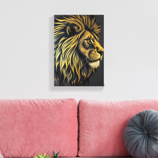 Tabel Deco (Lion-profiel portret) Canvas Afdruk (Insitu (Woonkamer))