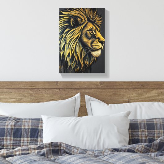 Tabel Deco (Lion-profiel portret) Canvas Afdruk (Insitu (Slaapkamer))