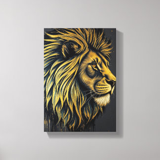 Tabel Deco (Lion-profiel portret) Canvas Afdruk