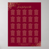 Tabel Elegant Bourgogne en Gold Seating Chart Poster (Voorkant)