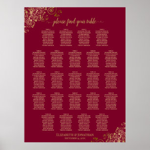 Tabel Elegant Bourgogne & goudzedenloop Poster
