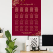 Tabel Elegant Bourgogne & goudzedenloop Poster (Thuiskantoor)