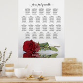 Tabel Elegant Red Rose Wedding Seating Chart Poster (Keuken)
