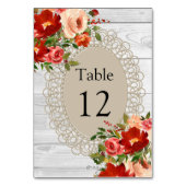 Tabel Kaart witte houten ovenbloemen (Voorkant)