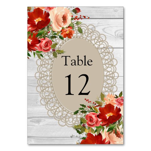 Tabel Kaart witte houten ovenbloemen (Voorkant)