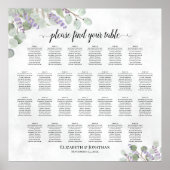 Tabel Lavender Eucalyptus Wedding Seating Chart Poster (Voorkant)