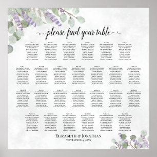 Tabel Lavender Eucalyptus Wedding Seating Chart Poster