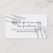 tabel met het culinaire visitekaartje van de chef- (Achterkant)