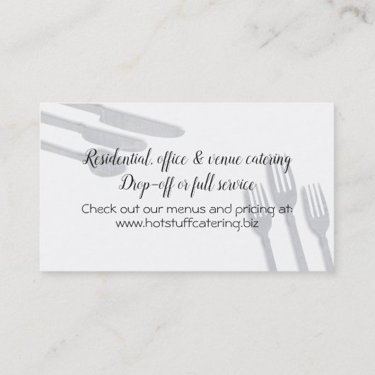 tabel met het culinaire visitekaartje van de chef- (Achterkant)